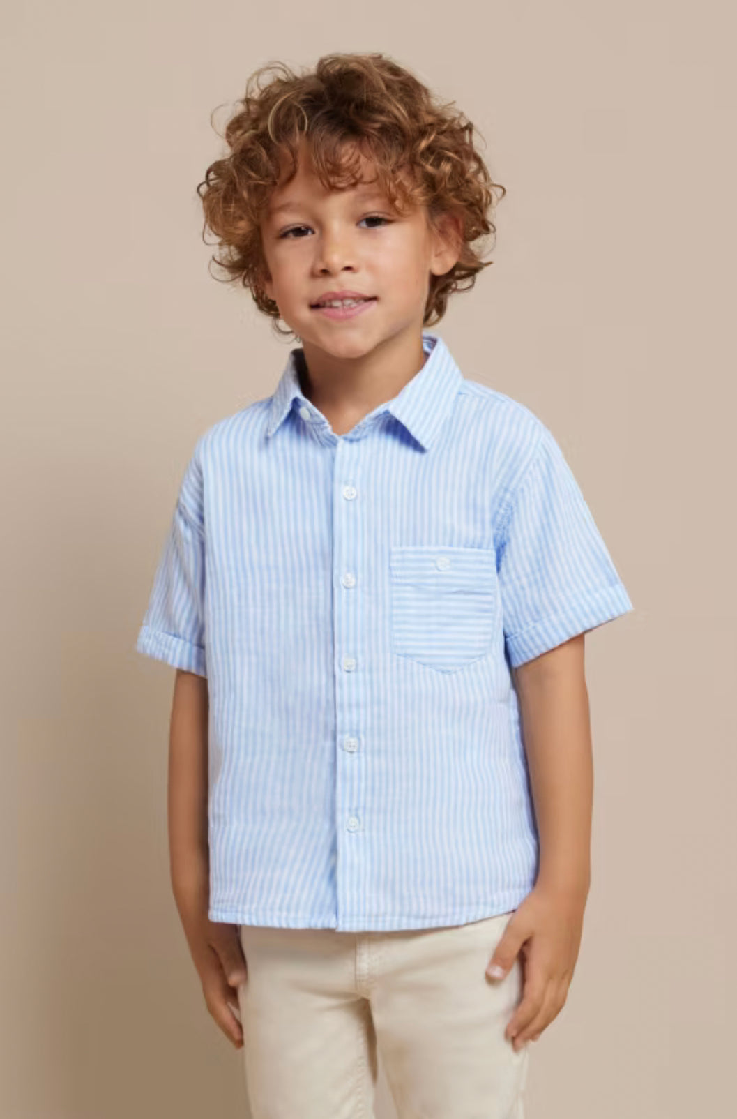 Bambula Striped Button Down- Blue/White Stripe