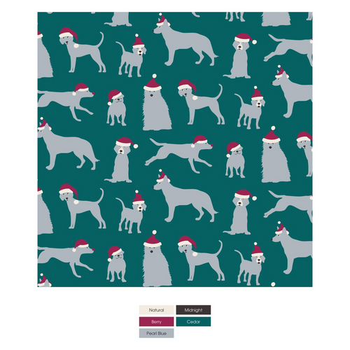 L/S Graphic PJ Set- Cedar Santa Dogs