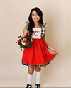Embroidered Wreath Pinafore Dress- Christmas Plaid