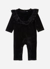 Velour Ruffle Onesie- Black