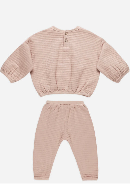 Textured Jogger Set- Blush