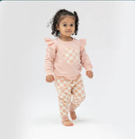 Jogger Set- Pink/Ivory Checkerboard