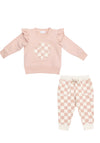 Jogger Set- Pink/Ivory Checkerboard