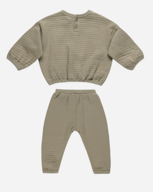 Textured Jogger Set- Olive