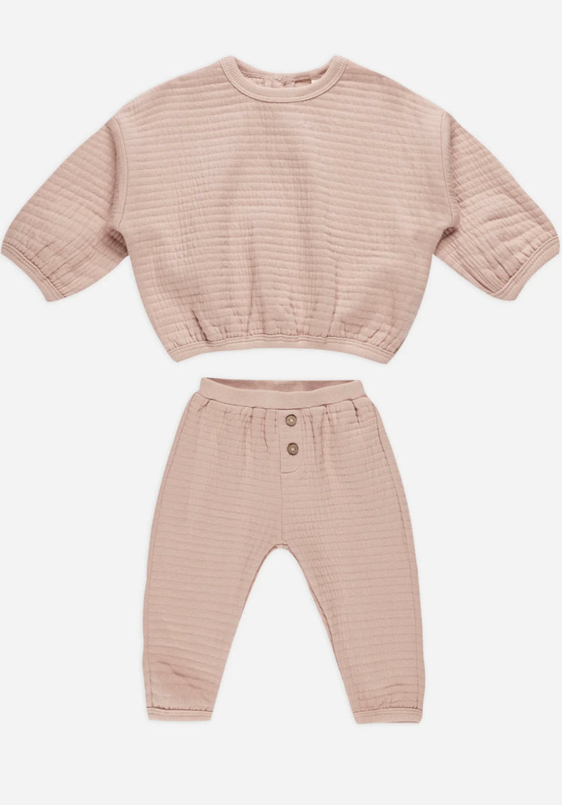 Textured Jogger Set- Blush