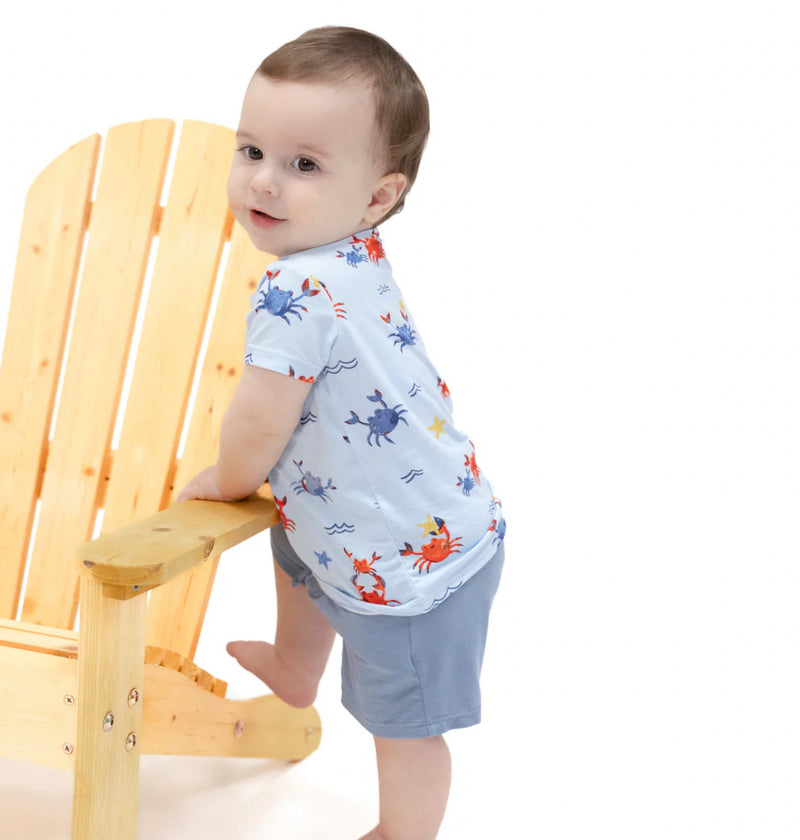 Crew Neck Tee/Short Set- Crayon Crabs