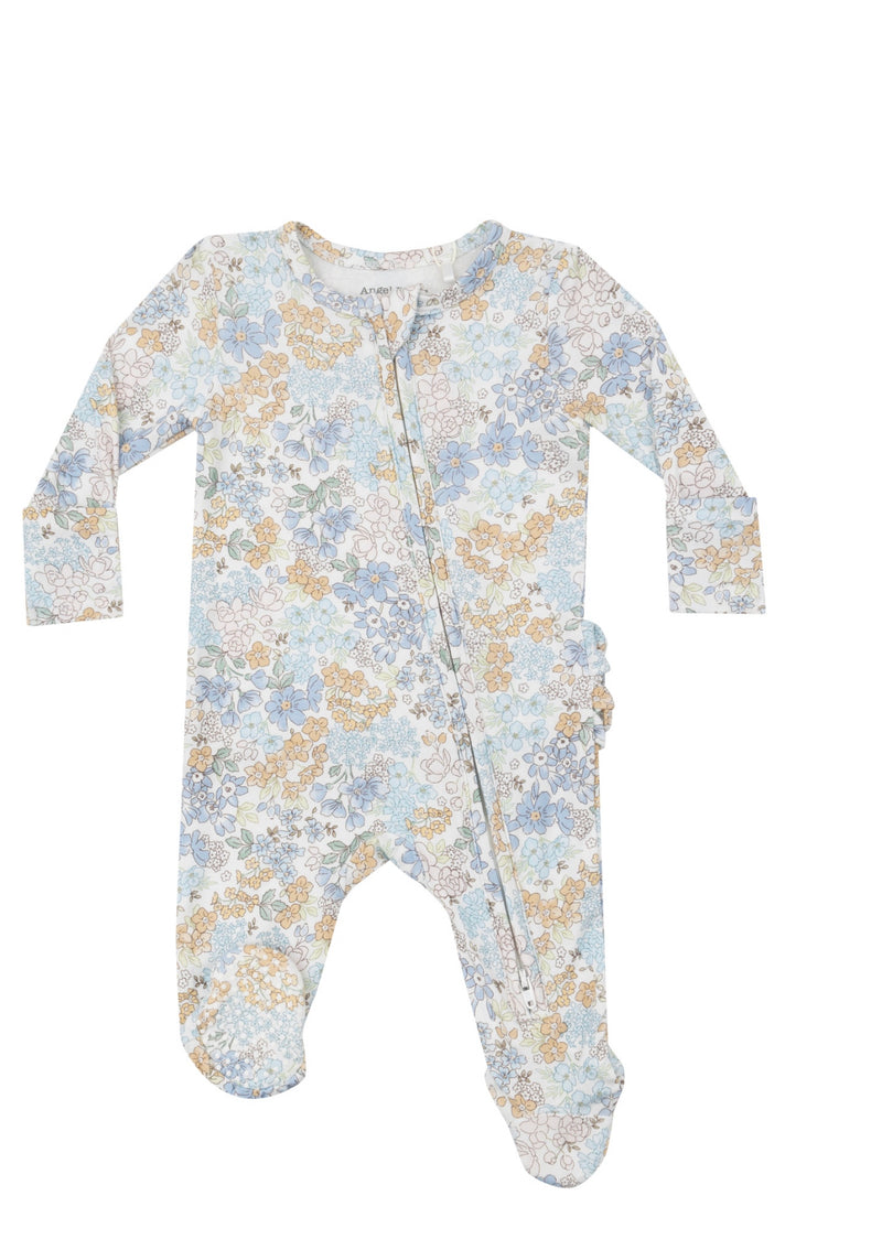 2 Way Zipper Ruffle Footie- Edith's Floral