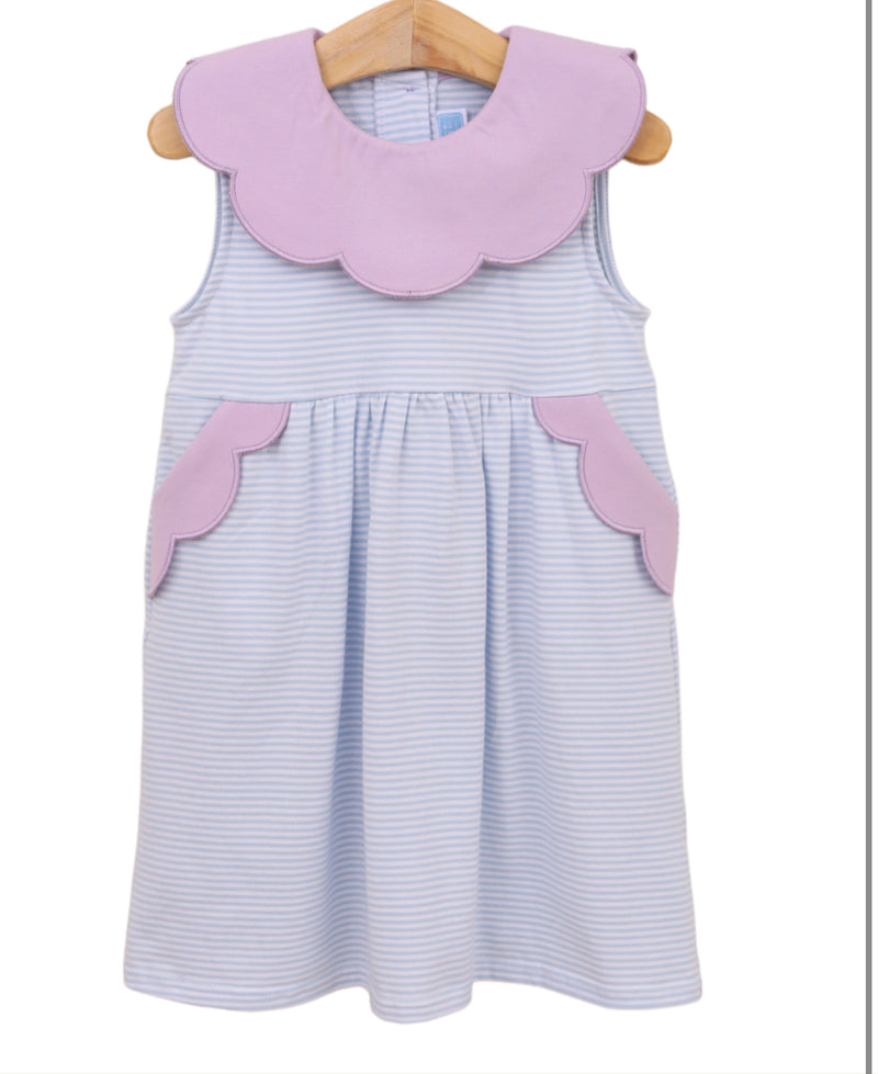 Penelope Dress- Light Blue/Lavender Stripe