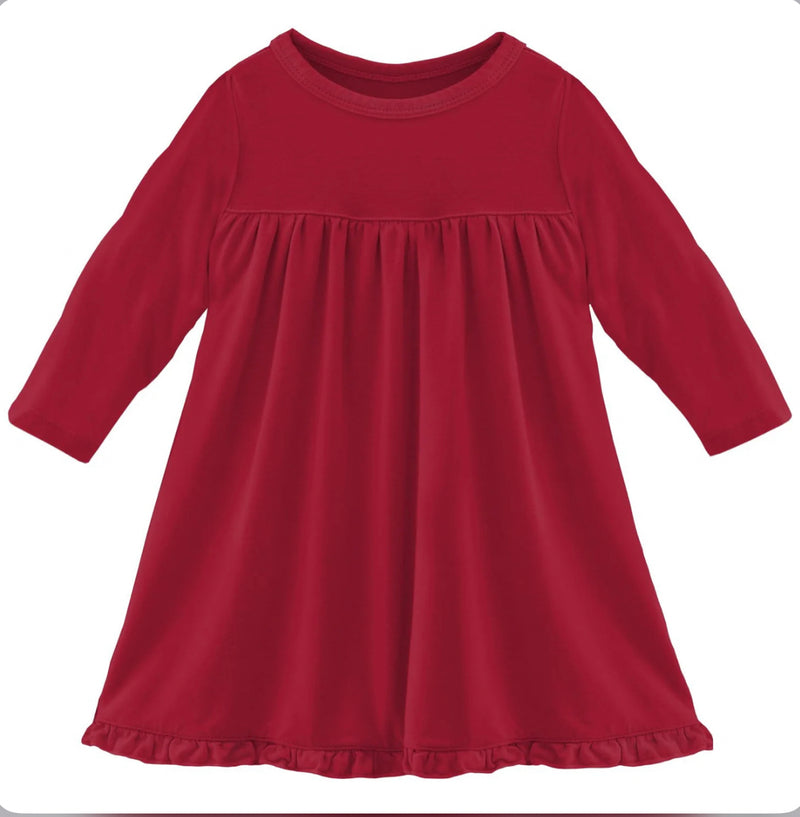 L/S Swing Dress- Crimson Red