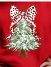 Christmas Tree Bow Crewneck- Red