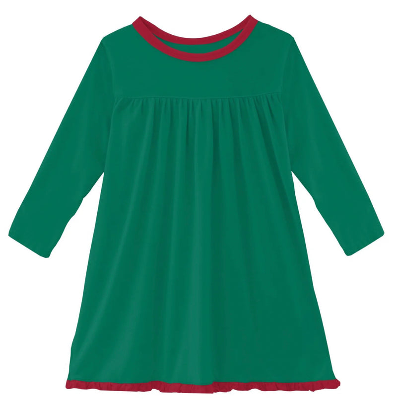 L/S Swing Dress- Leaf Green