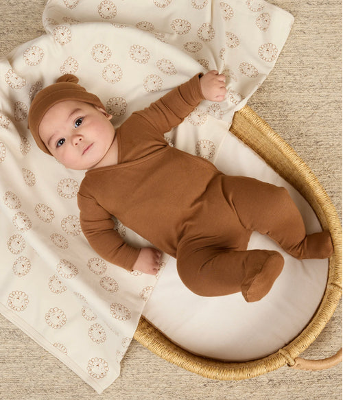 Pointelle Wrap Footie- Cinnamon