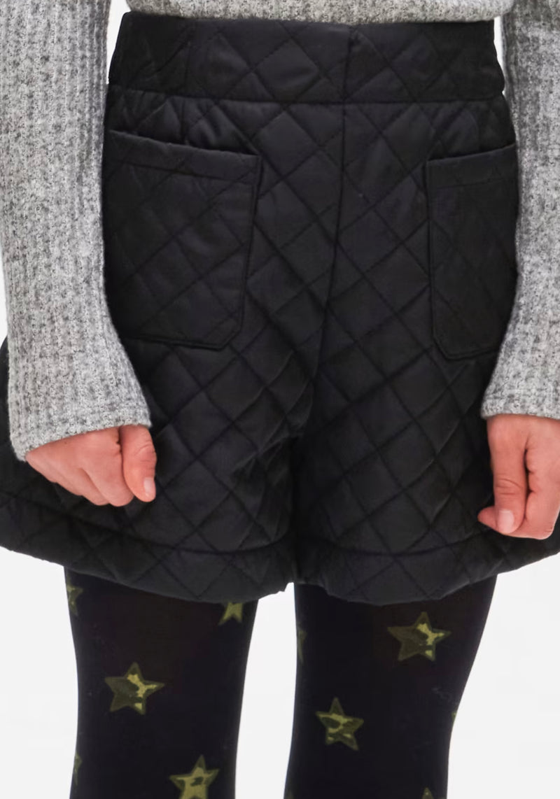 Quilted Pull On Short- Black