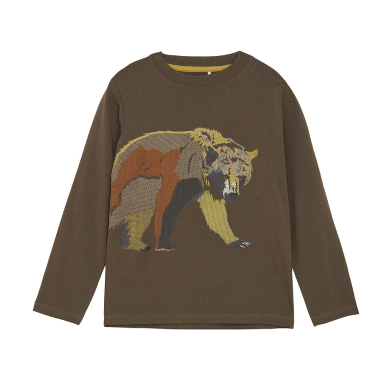 Longsleeve Knit Tee- Wild Bear Olive