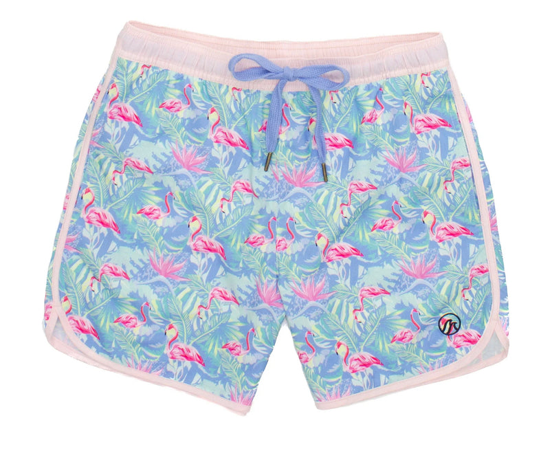 Retro Shordees Swim Trunk- Floral Flamingo