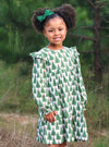 Ruffle Dress- Christmas Tree Print