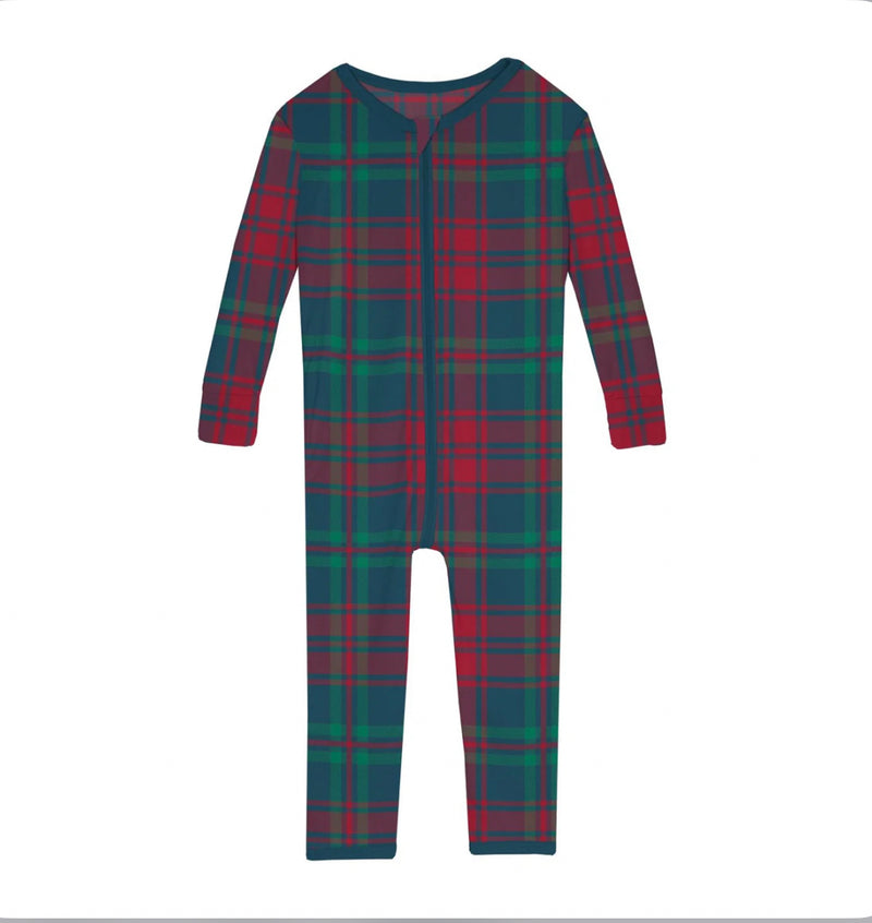 Zipper Convertible Sleeper- Peacock Plaid