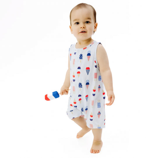Sleeveless Shortie Romper - Blue American Ice Cream