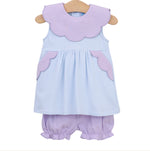 Penelope Bloomer Set- Light Blue/Lavendar Stripe