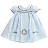 Baby Embroidered Wreath Dress- Light Blue