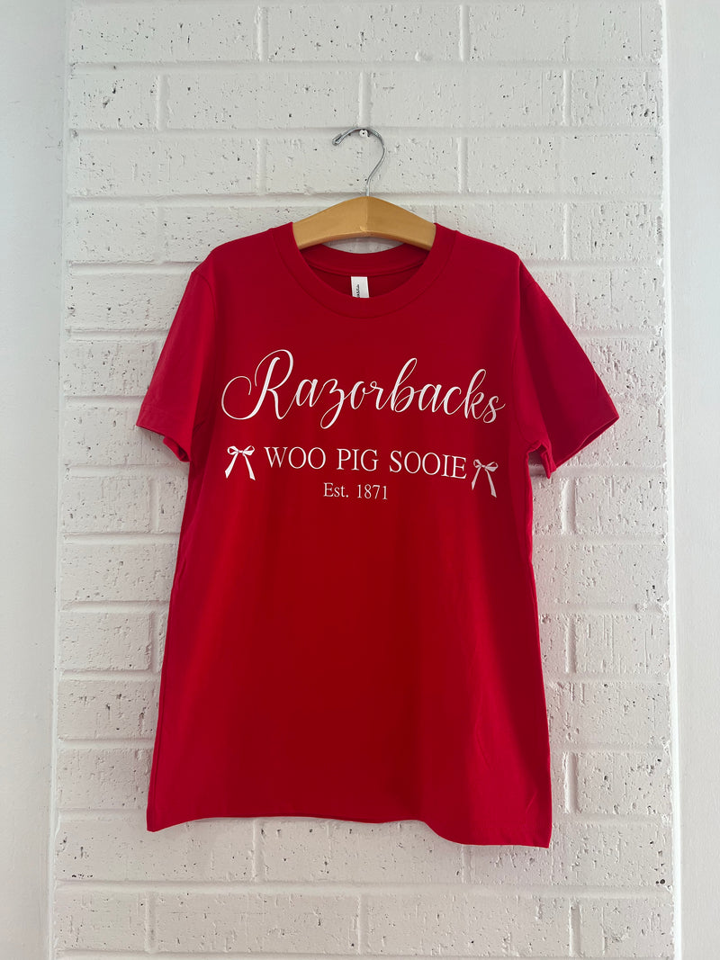 Razorback Bow Tee- Red