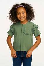 Anise Ruffle Top - Dark Forest