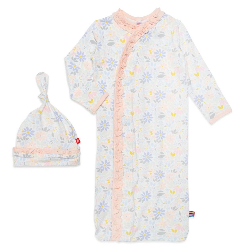 Magnetic Ruffle Sack Gown & Hat Set - Darby