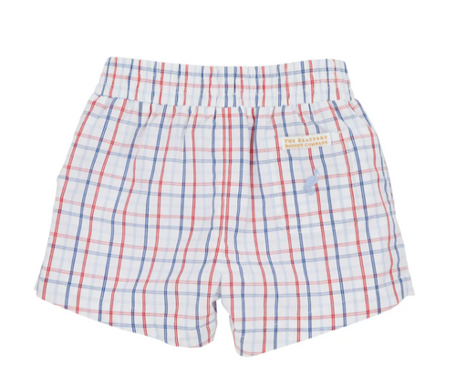 Sheffield Shorts - Whitehall Windowpane with Richmond Red Apple Applique