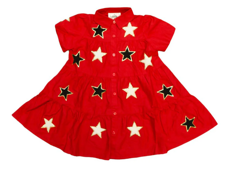 Red and Black Chenille Star Dress