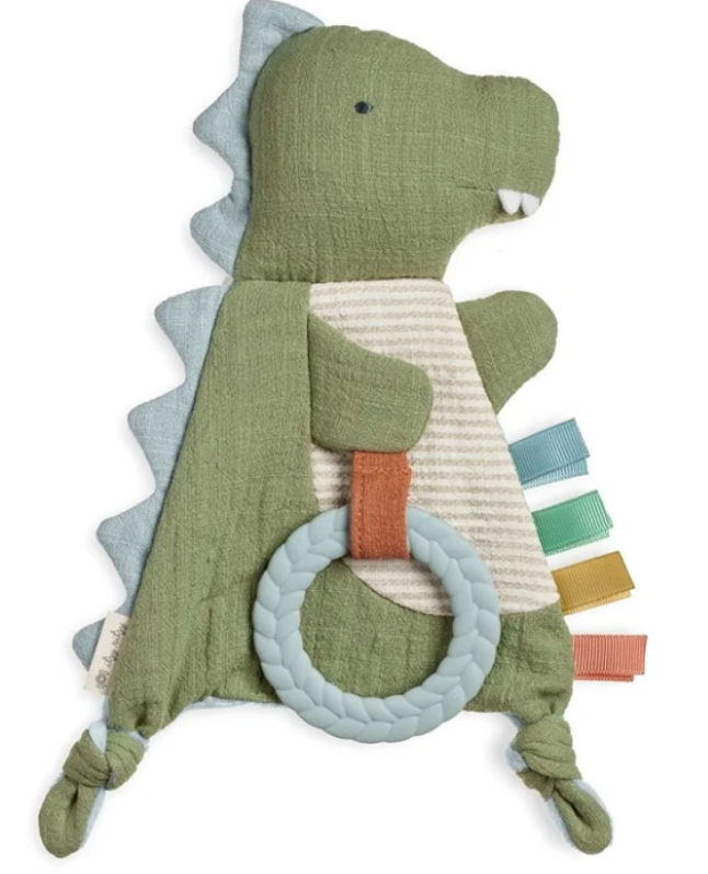 Bitzy Crinkle Sensory Toy w/ Teether - Dino