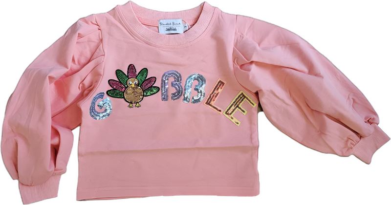 Sequin Gobble Sweatshirt - Pink