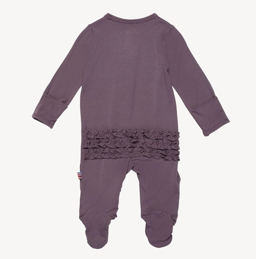 Magnetic Ruffle Footie - Eggplant