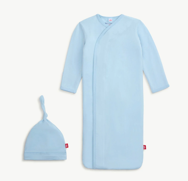 Magnetic Sack Gown & Hat Set - Baby Blue