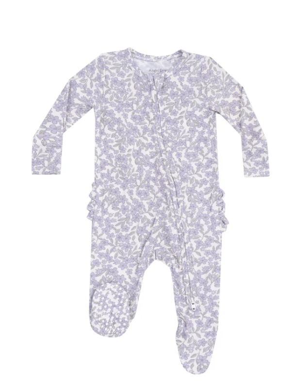 2 Way Zipper Ruffle Footie - Forget Me Not Floral