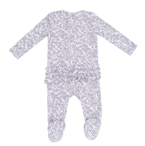 2 Way Zipper Ruffle Footie - Forget Me Not Floral