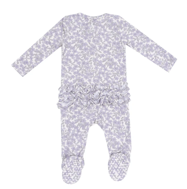 2 Way Zipper Ruffle Footie - Forget Me Not Floral