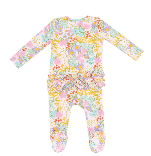 2 Way Zipper Ruffle Footie - Amelia Floral
