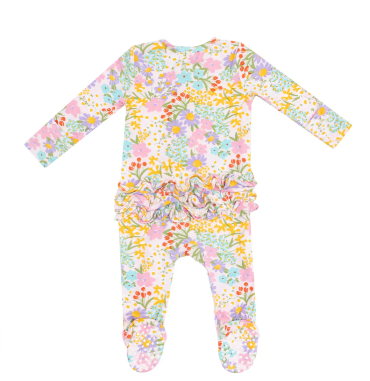 2 Way Zipper Ruffle Footie - Amelia Floral
