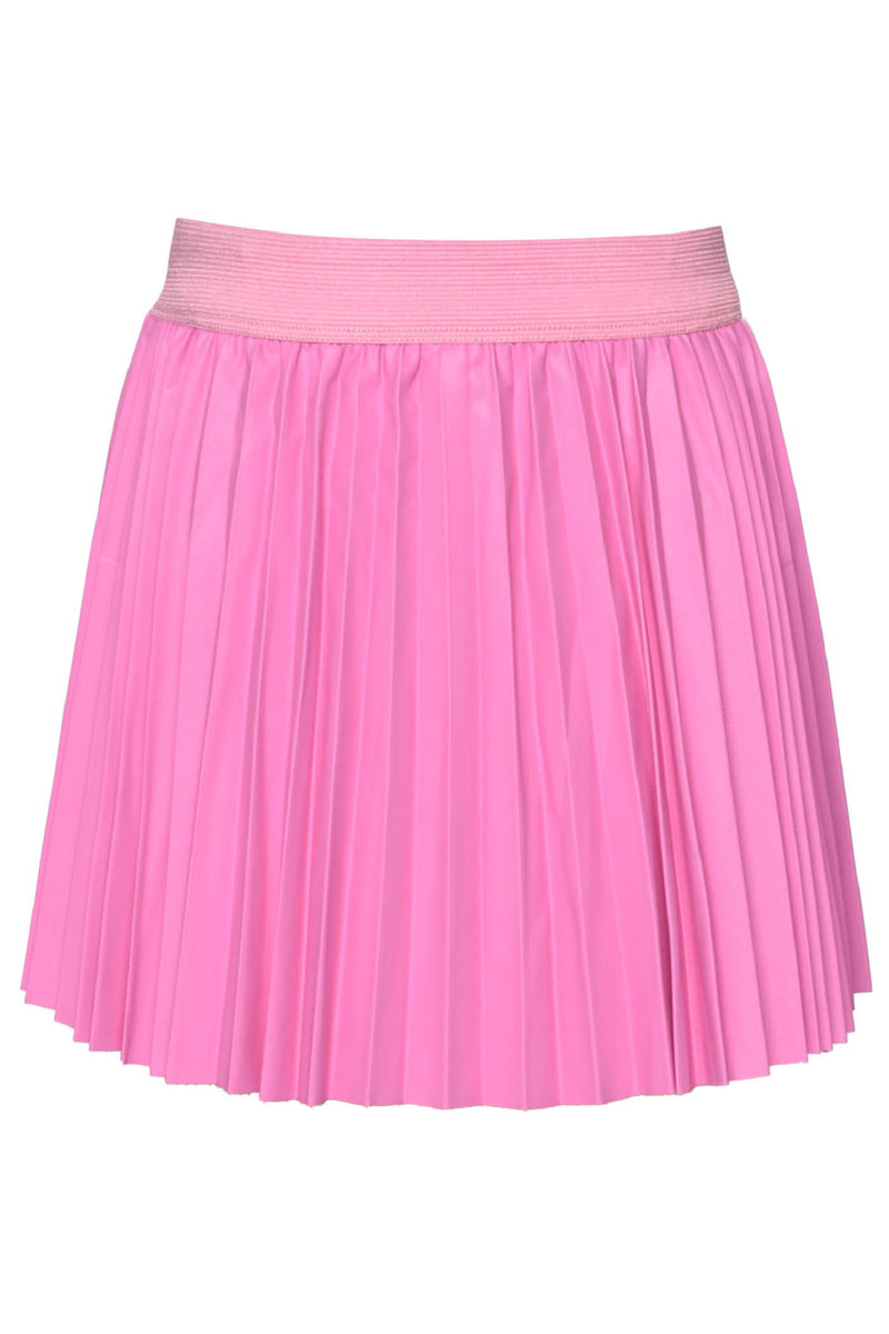 Pleated Faux Leather Skirt- Pink