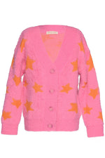All Over Star Cardigan- Barbie Pink