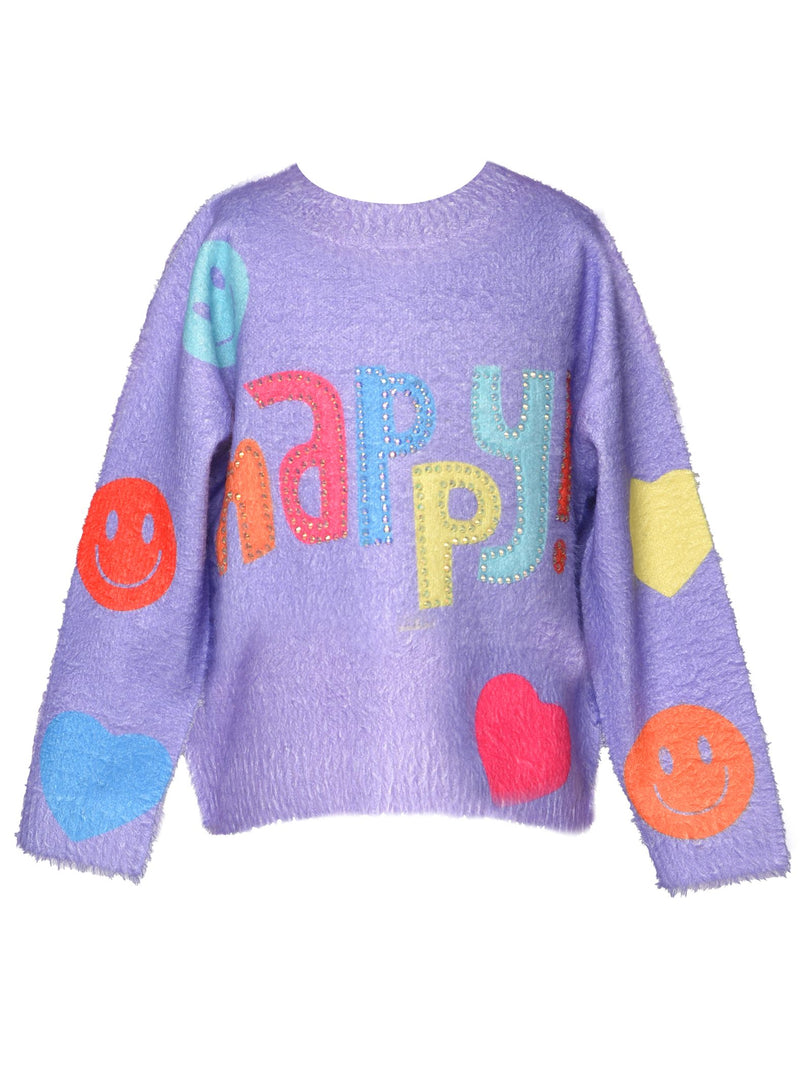 Knit Happy Sweater- Purple