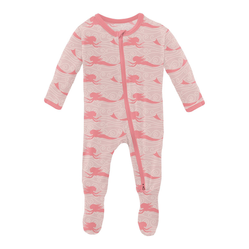 2 Way Zipper Footie- Baby Rose Mermaid