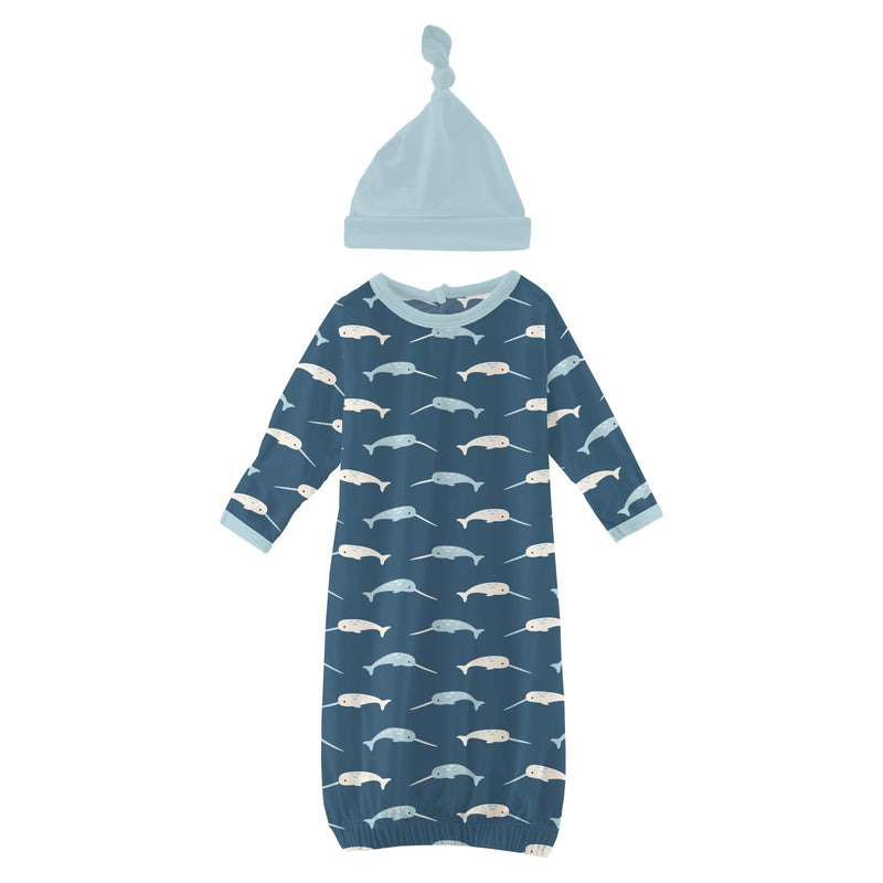 Gown/ Hat Set- Deep Sea Narwhal