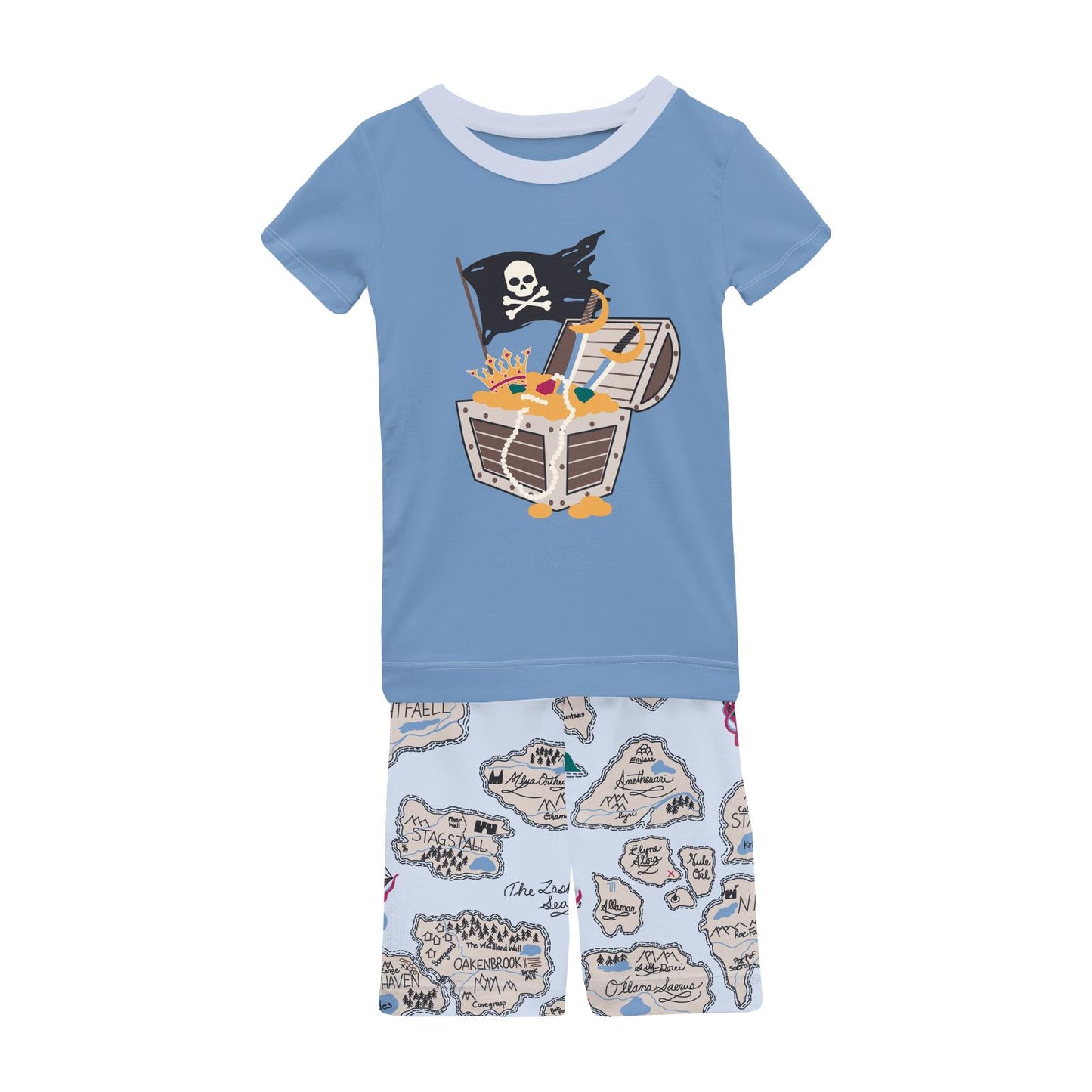 PJ Set W/Shorts- Dew Pirate Maps