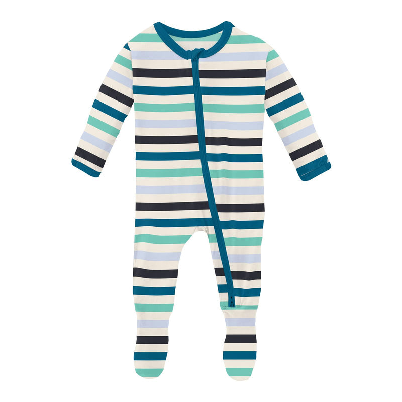 2 Way Zipper Footie- Little Boy Blue Stripe