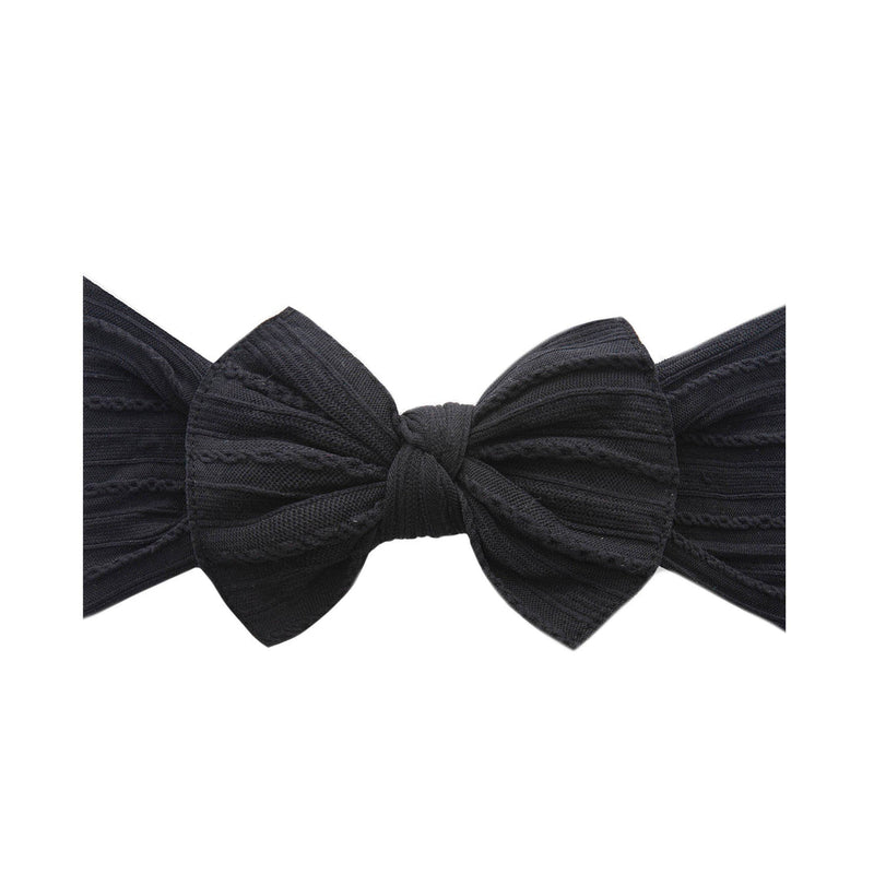Cable Knit Knot Headband - Black