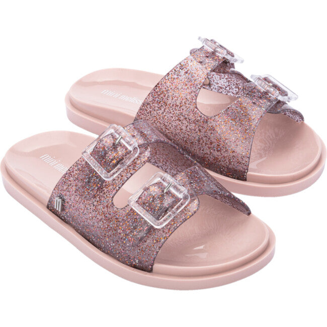 Mini Melissa Wide 2-Strap Sandal - Pink Glitter