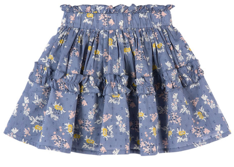 Cotton Skirt - Dusty Blue Floral