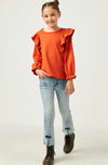 L/S French Terry RuffledTop - Rust