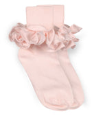 Ruffle Lace Turn Cuff Sock - Pink